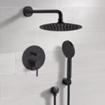 Remer SFH83 Matte Black Shower System With Rain Shower Head and Hand Shower